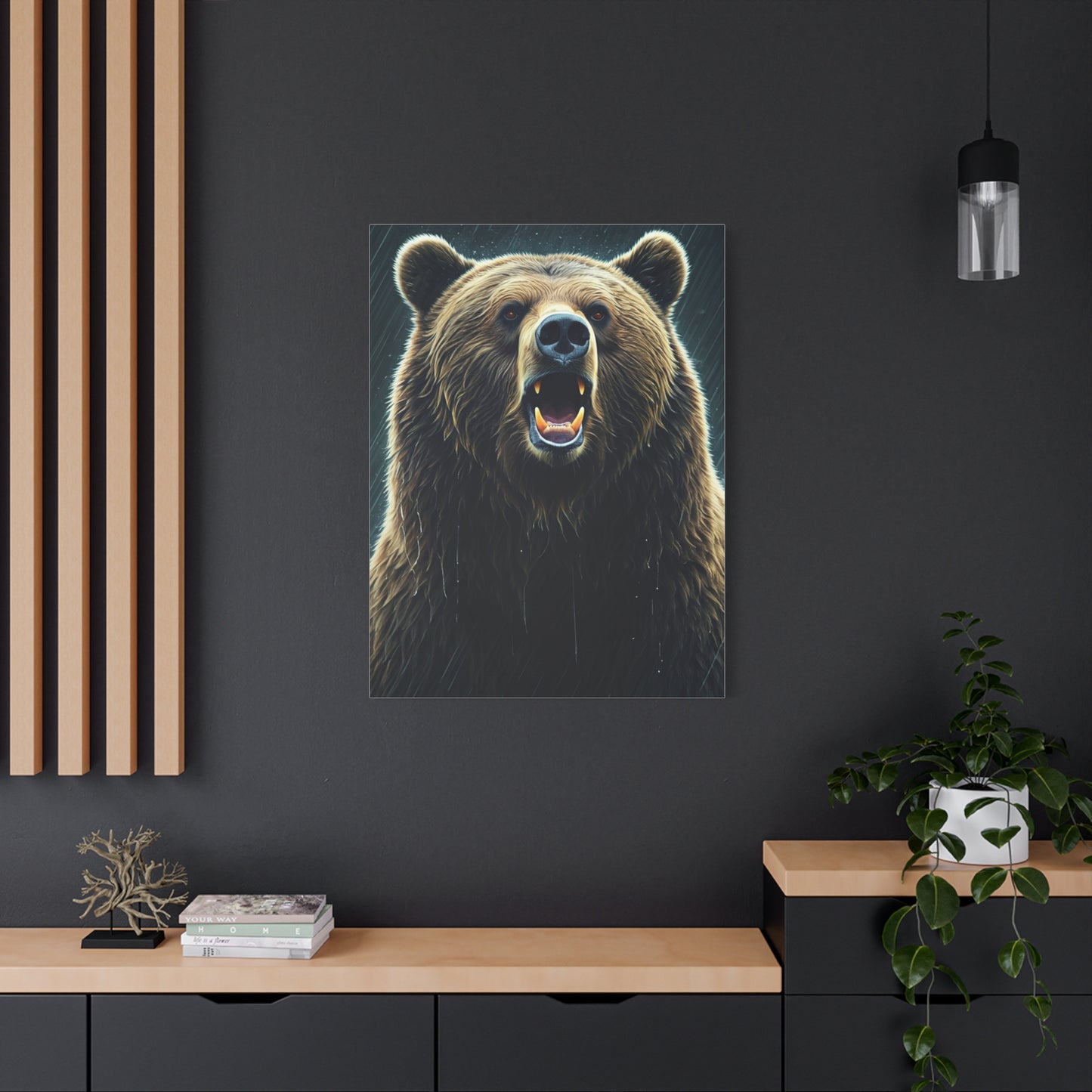 Roaring Brown Bear Portrait Wall Art & Canvas Prints