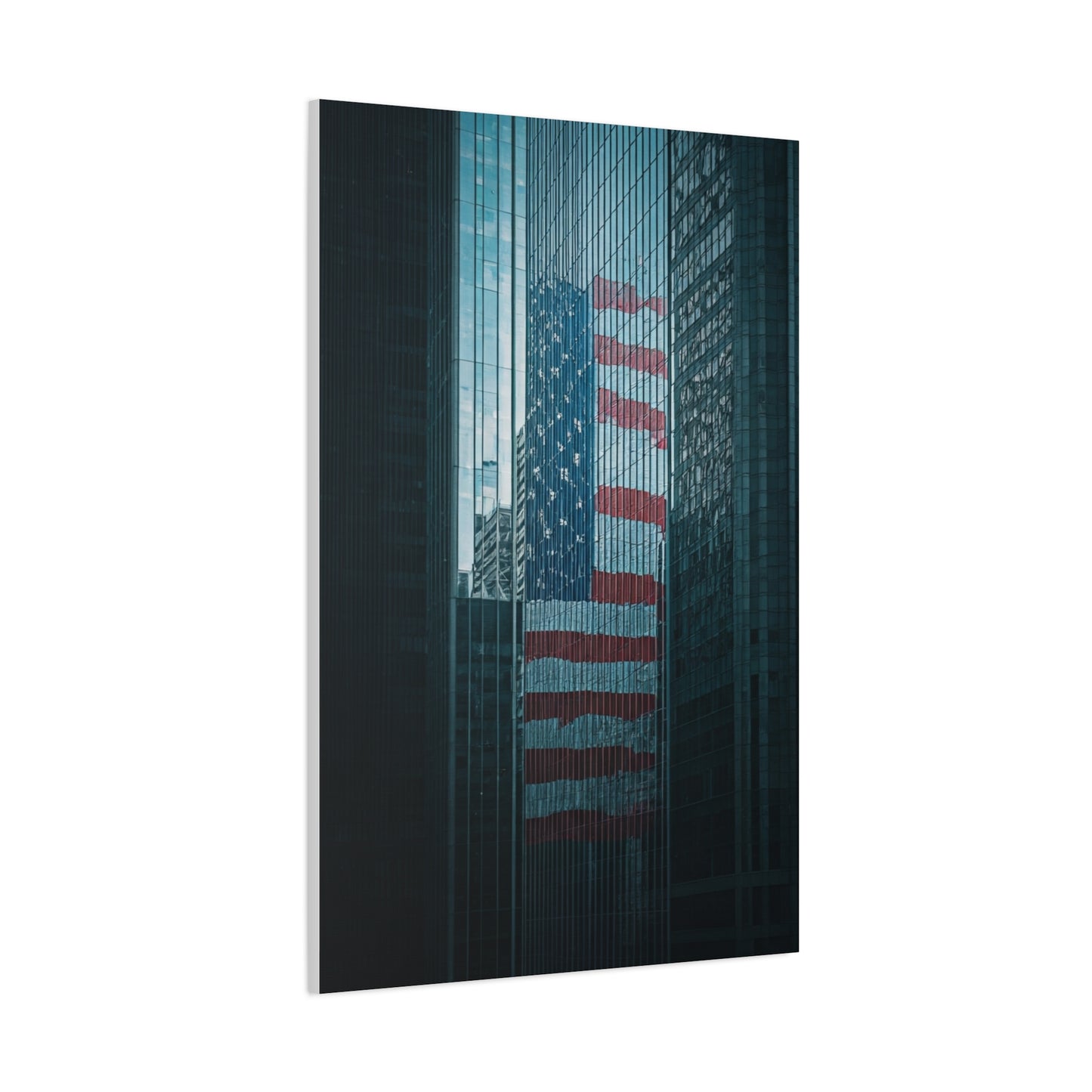 Urban Skyline Patriot Flag Reflection Wall Art & Canvas Prints