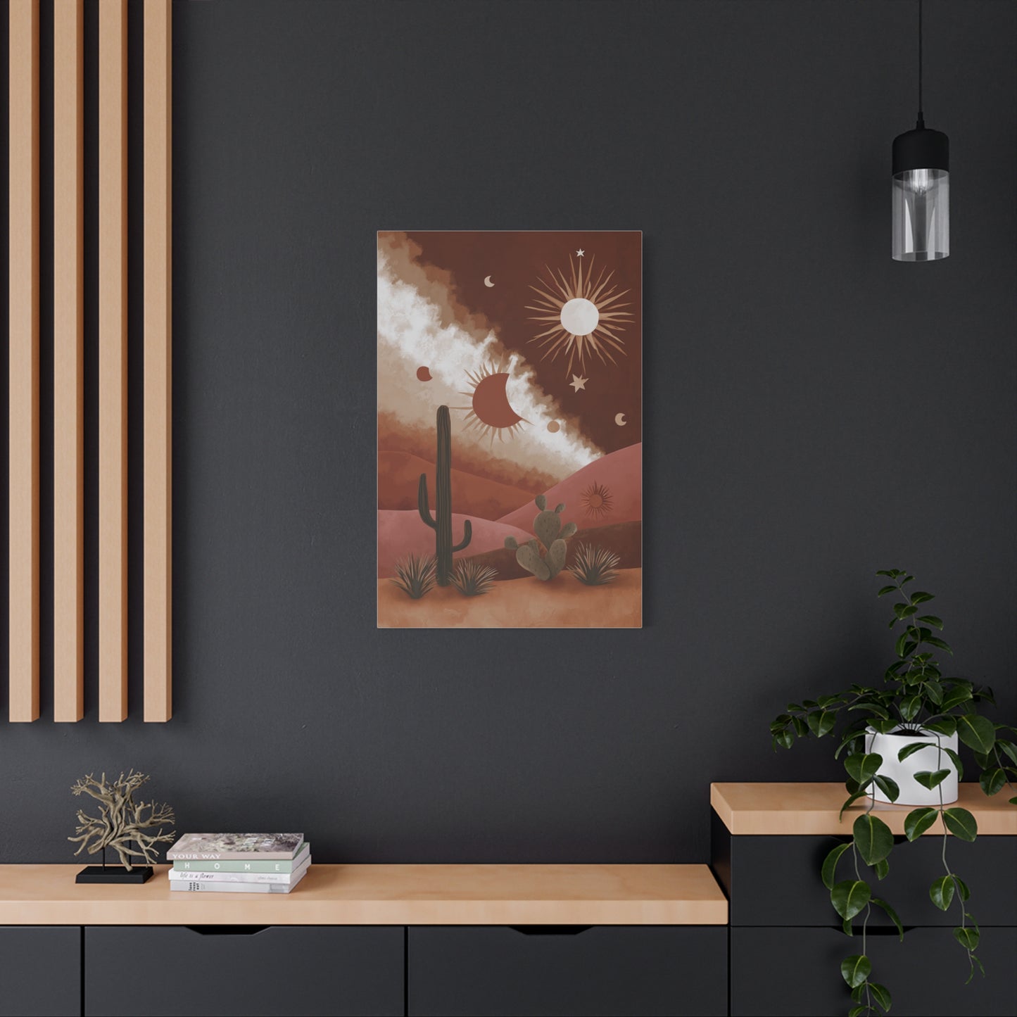 Boho Desert Sun and Moon Landscape Wall Art & Canvas Print