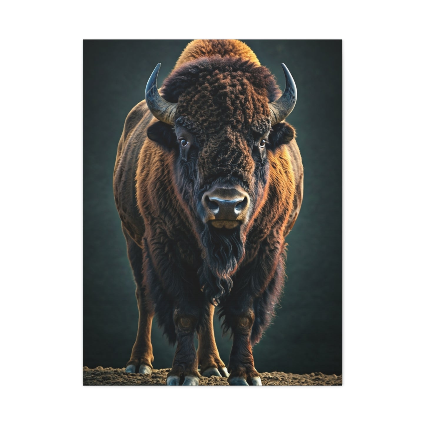 American Bison Emerging from Dust Prairie Wall Art & Canvas Print