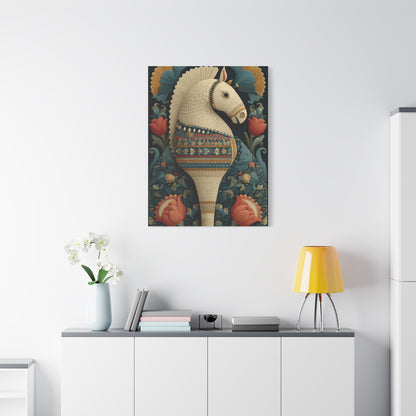 Swedish Dala Horse Folk Floral Wall Art & Canvas Print