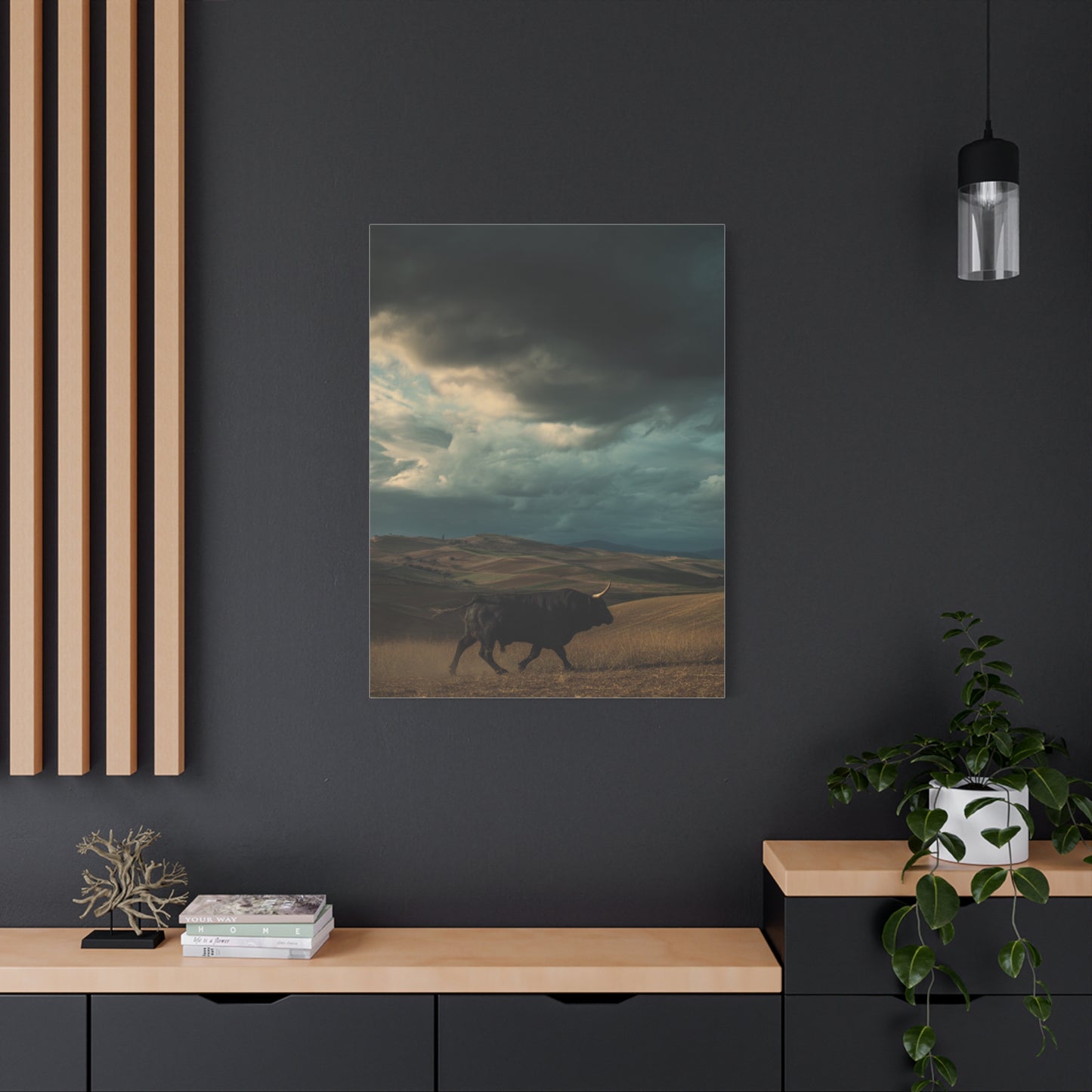 Storm Valley Black Bull Wall Art & Canvas Print