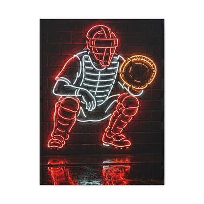 Neon Catcher Sign Sports Wall Art & Canvas Print
