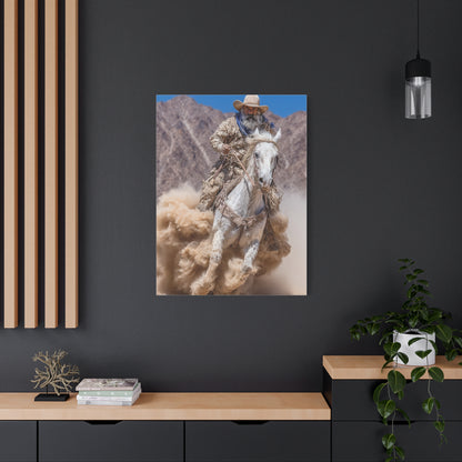 Dust Storm Cowboy Gallop Wall Art & Canvas Print