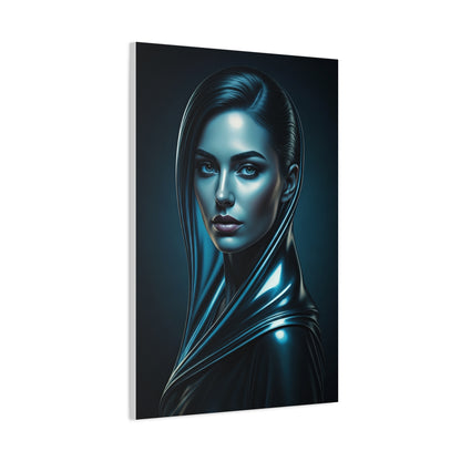 Modern Blue Portrait with Metallic Accents Wall Art & Canvas Prints