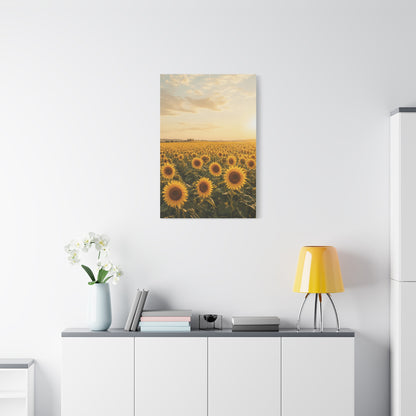 Golden Sunflower Field Horizon Landscape Wall Art & Canvas Print
