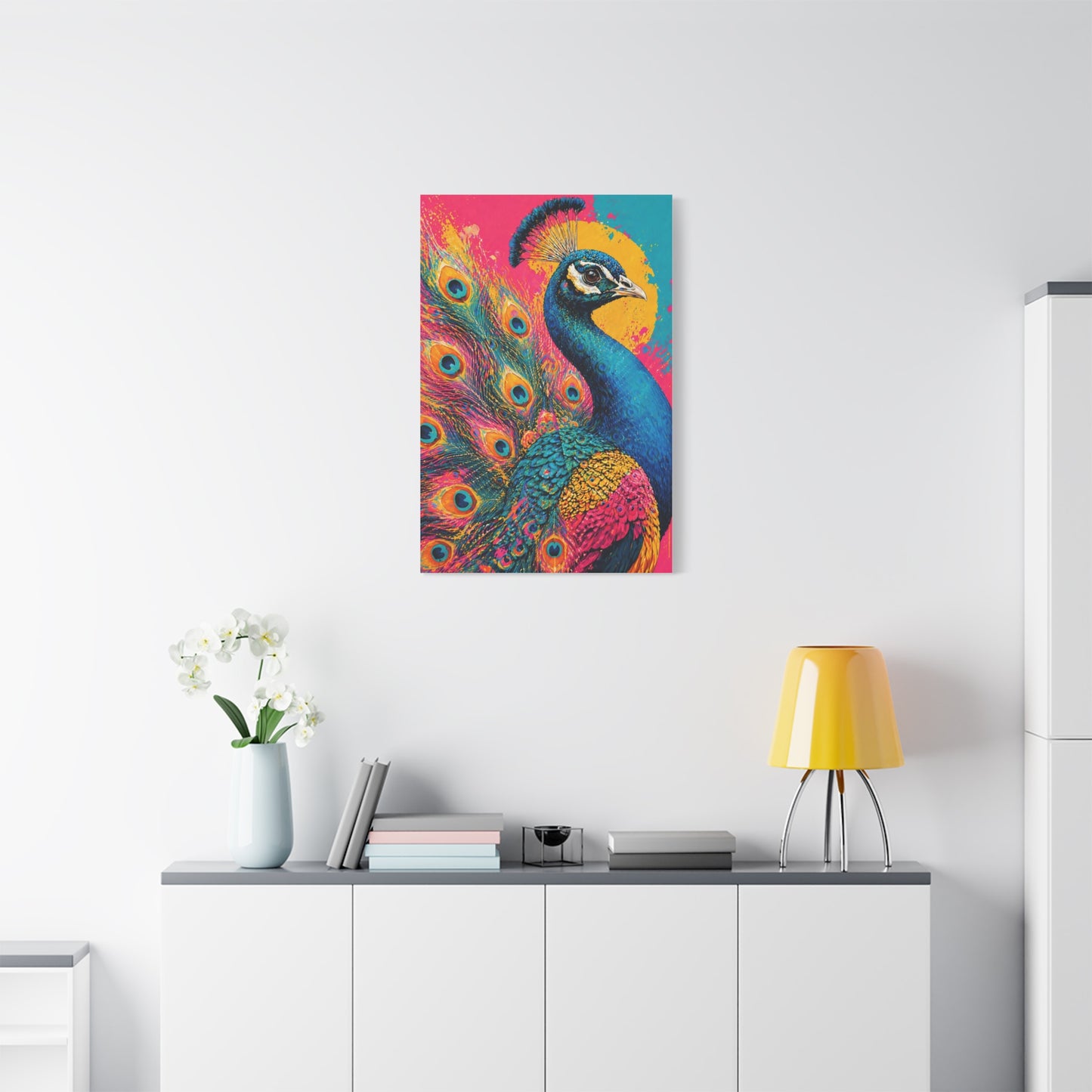 Vibrant Pop Art Peacock Statement Wall Art & Canvas Print