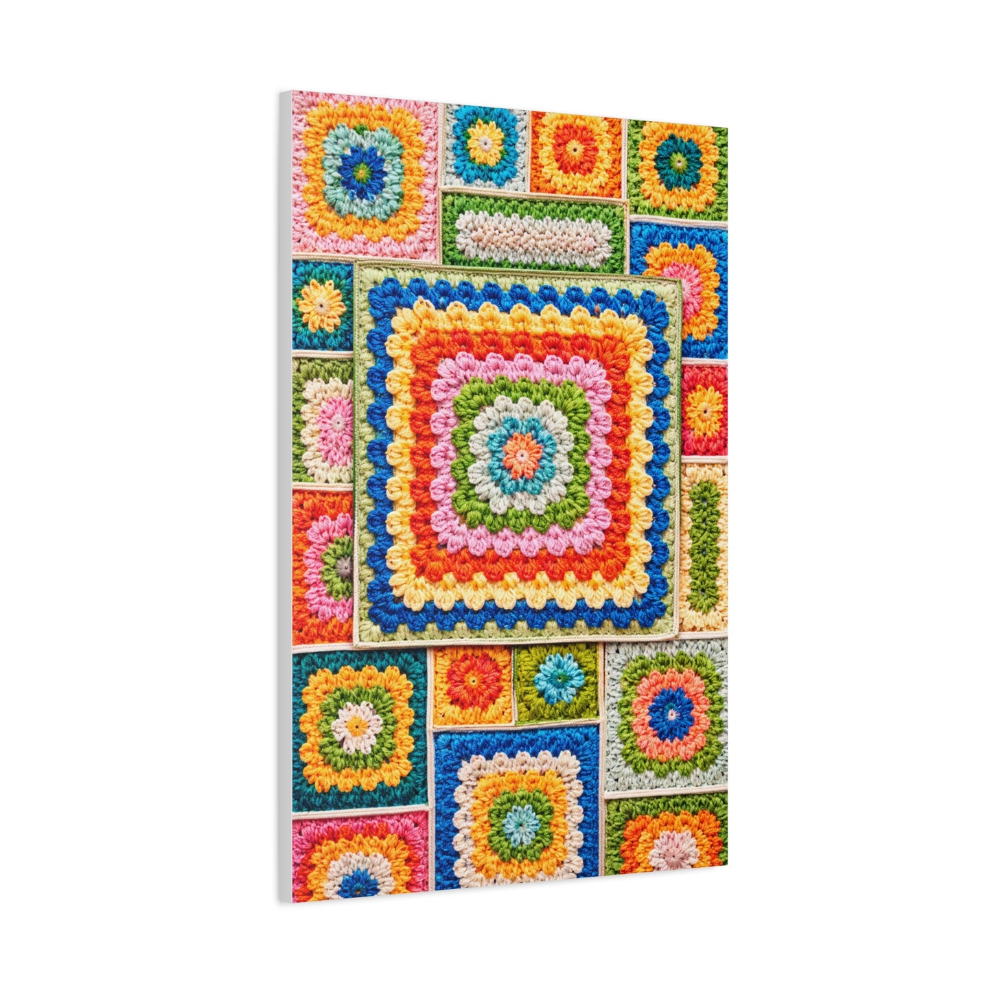 Granny-Square Concentric Abstraction Wall Art & Canvas Print