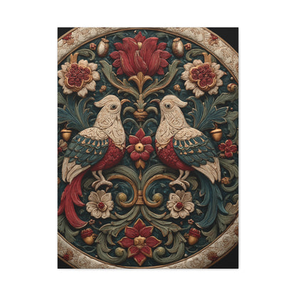 Ornamental Folk Bird Mandala Wall Art & Canvas Print