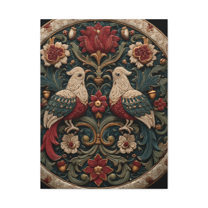Ornamental Folk Bird Mandala Wall Art & Canvas Print