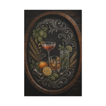 Chalkboard Cocktail Illustration Wall Art & Canvas Print