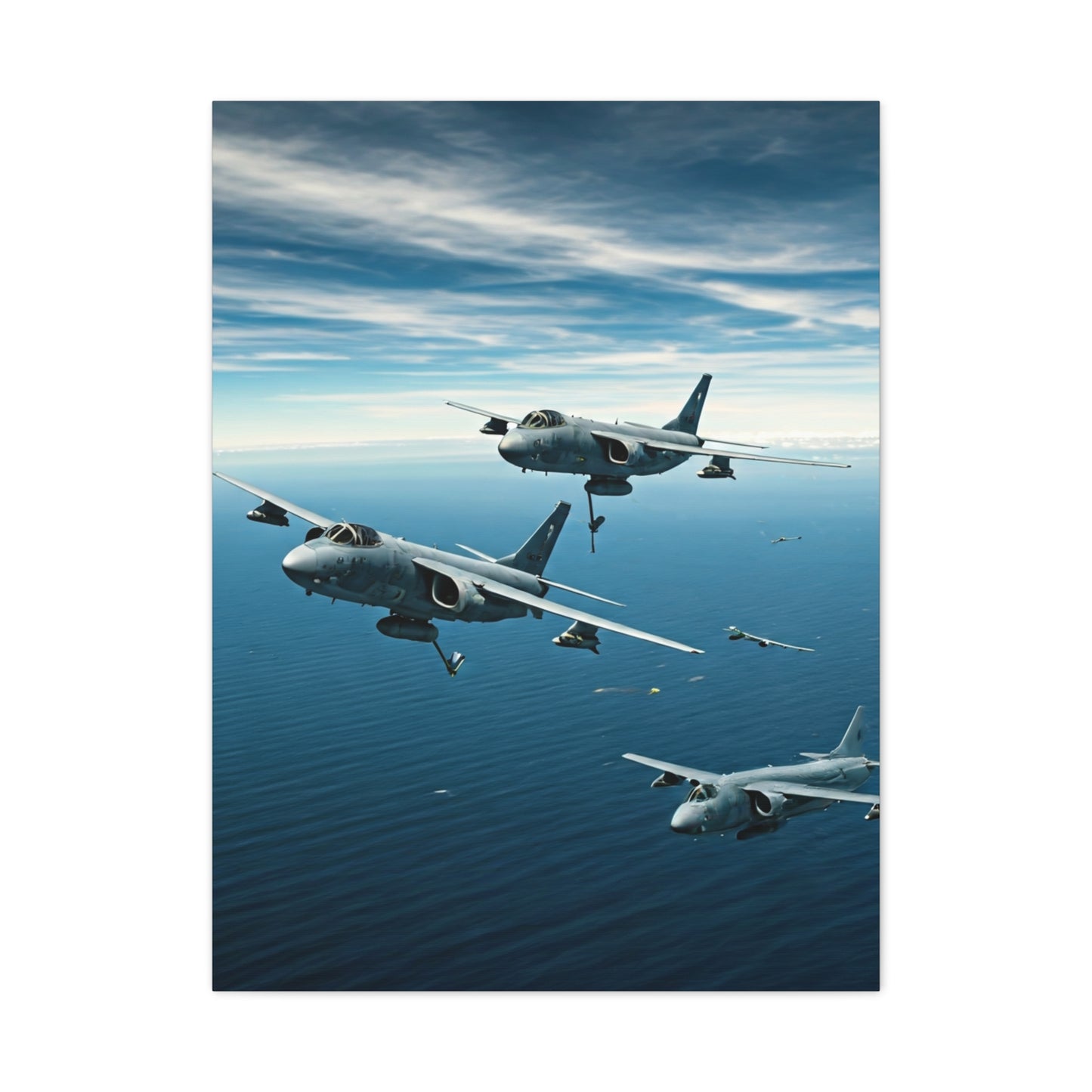 Squadron Formation Over Ocean Sky Wall Art & Canvas Prints