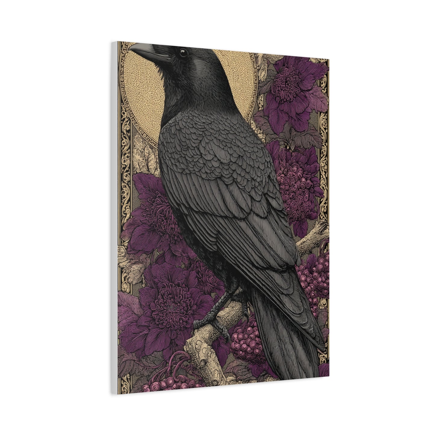 Dark Raven Moon Folk Wall Art & Canvas Print