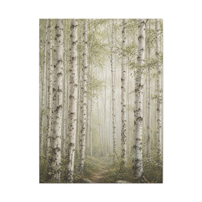 Light Birch Woodland Minimal Landscape Trees Wall Art & Canvas Print