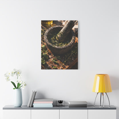Rustic Herb Mortar and Pestle Wall Art & Canvas Print