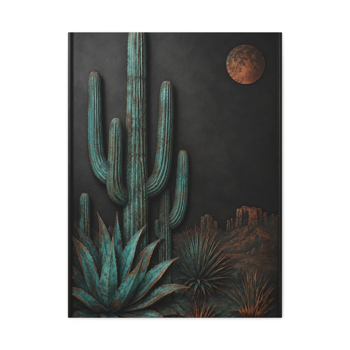 Turquoise Patina Desert Cactus Wall Art & Canvas Print