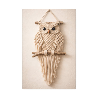 Boho Macrame Owl Textile Wall Art & Canvas Print