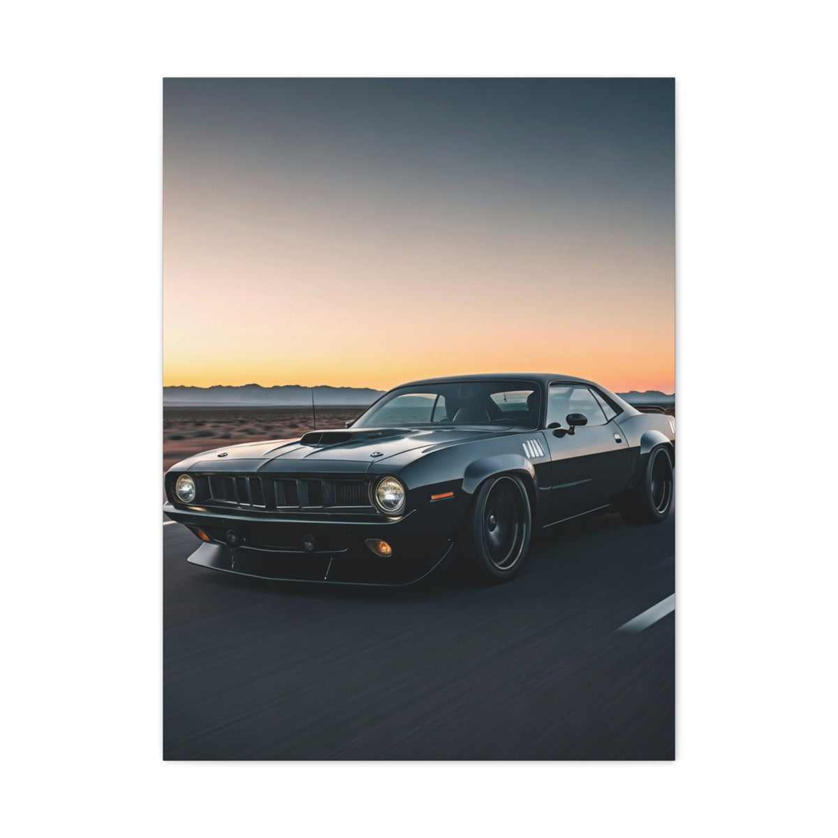 1970 Plymouth ’Cuda Shaker Hood Desert Charge Wall Art & Canvas Prints