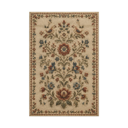 Antique Floral Embroidery Garden Panel Wall Art & Canvas Print