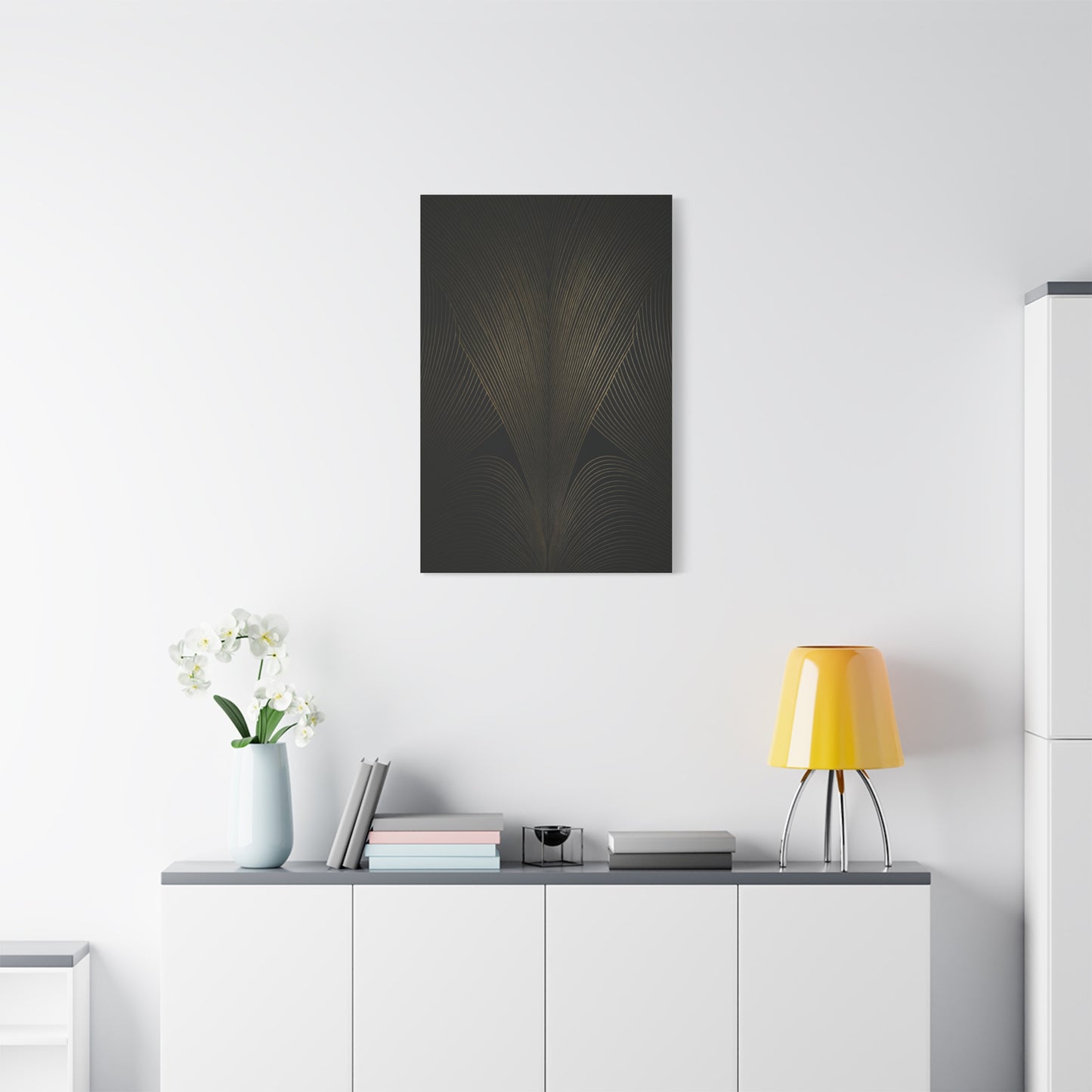 Black and Gold Deco Wave Pattern Wall Art & Canvas Prints