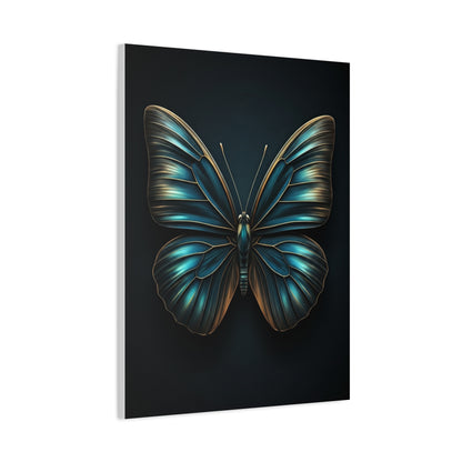 Midnight Blue Butterfly Symmetry Portrait Wall Art & Canvas Prints