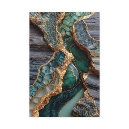 Emerald Geode Gold Vein Abstract Wall Art & Canvas Print