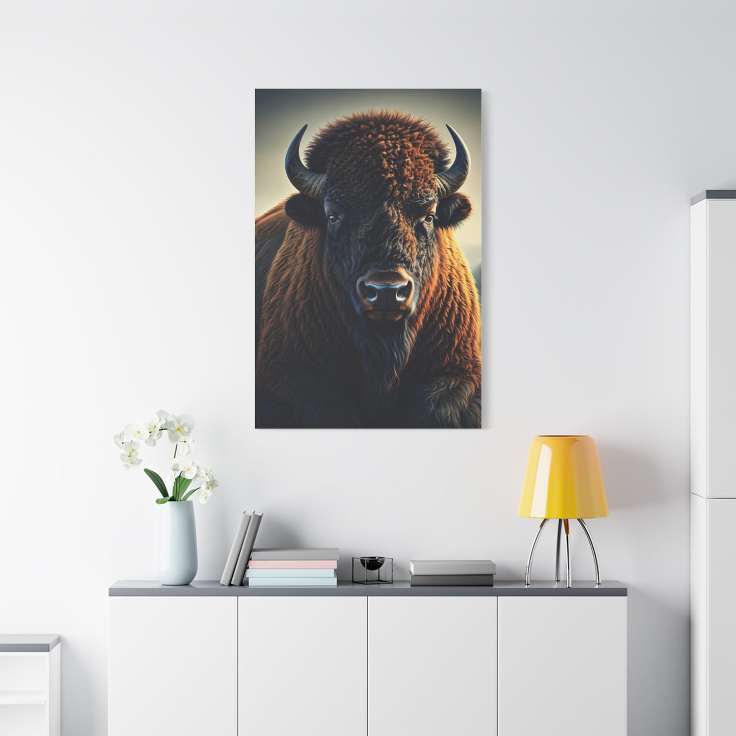 Classic Frontal American Bison Portrait Wall Art & Canvas Print