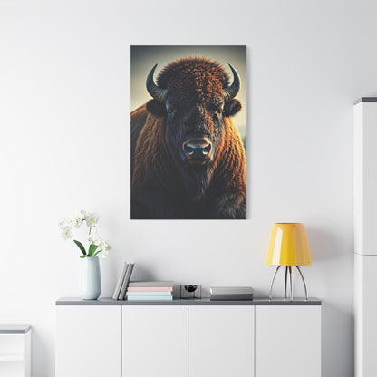 Classic Frontal American Bison Portrait Wall Art & Canvas Print