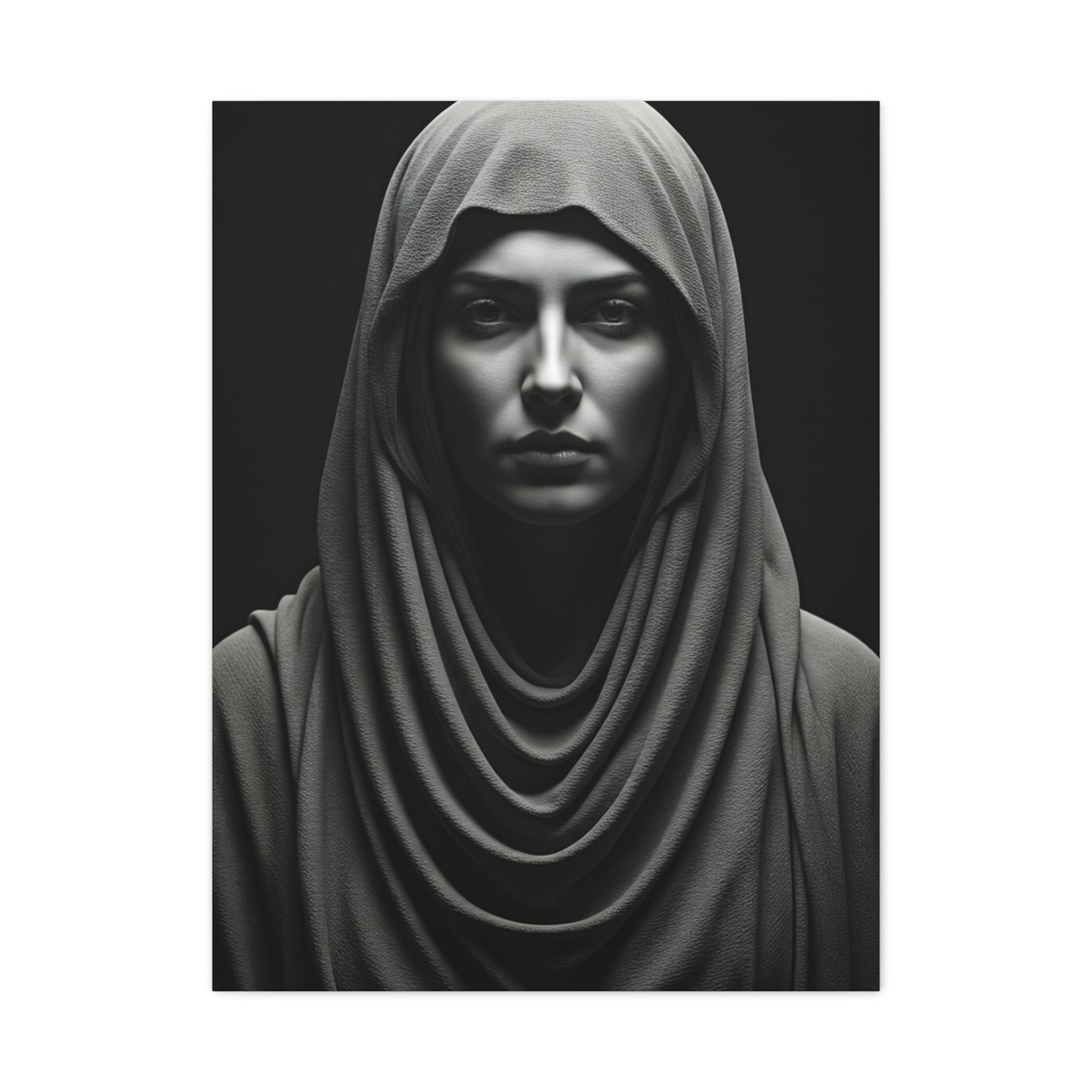 Veiled Serenity Black & White Portrait Wall Art & Canvas Prints