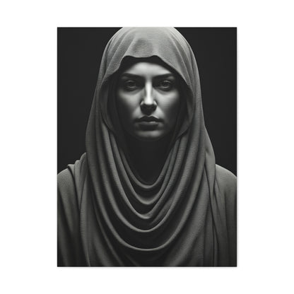Veiled Serenity Black & White Portrait Wall Art & Canvas Prints