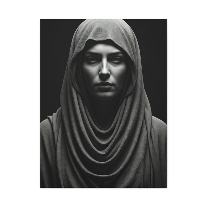 Veiled Serenity Black & White Portrait Wall Art & Canvas Prints