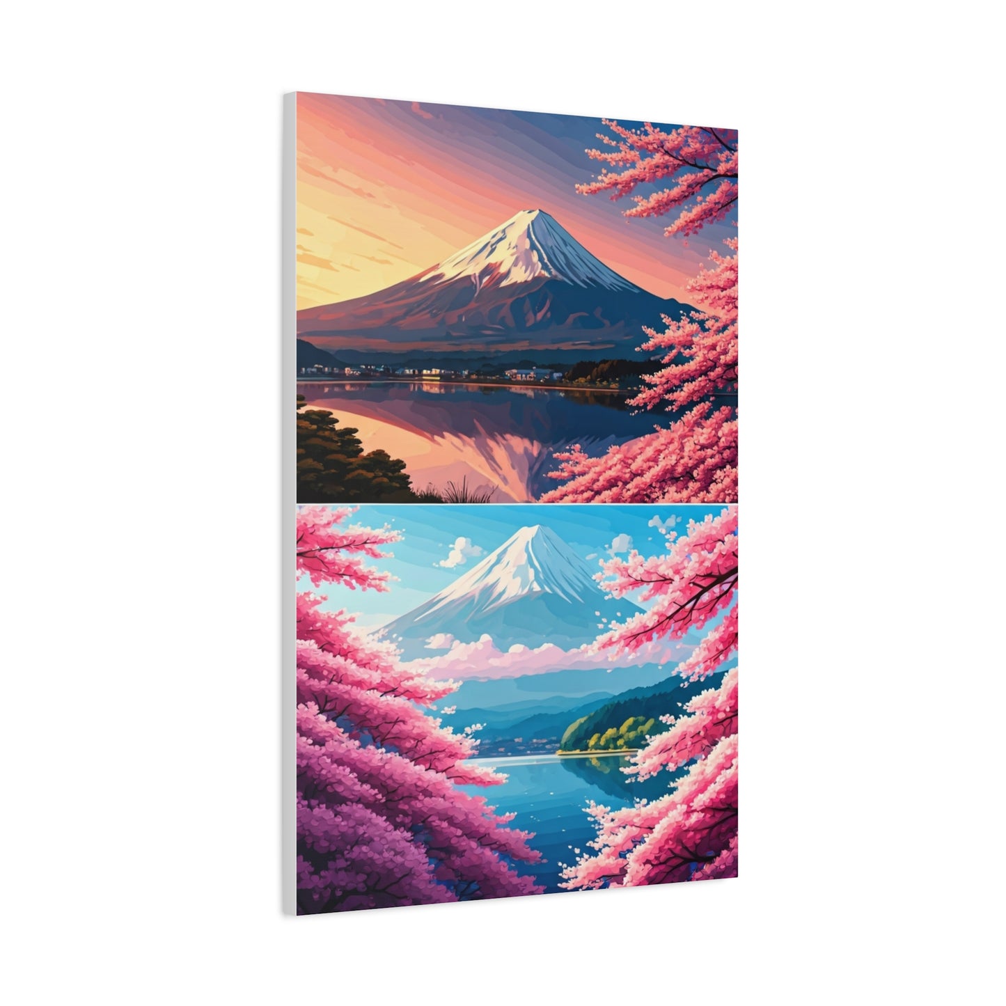 Mount Fuji Sakura Reflection Landscape Wall Art & Canvas Prints