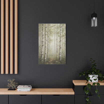 Light Birch Woodland Minimal Landscape Trees Wall Art & Canvas Print