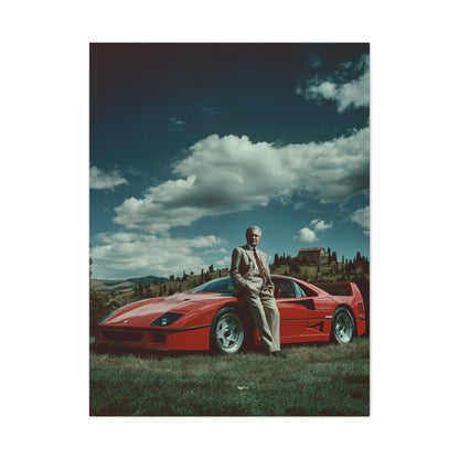 Enzo Ferrari Standing Beside the Ferrari F40 (1987) Wall Art & Canvas Print