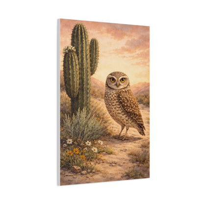 Desert Burrowing Owl Landscape Wall Art & Canvas Print