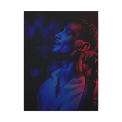 Monochrome Singer Stage Light Portrait Wall Art & Canvas Print