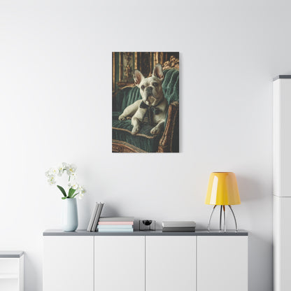 French Bulldog Velvet Sofa Portrait Wall Art & Canvas Print