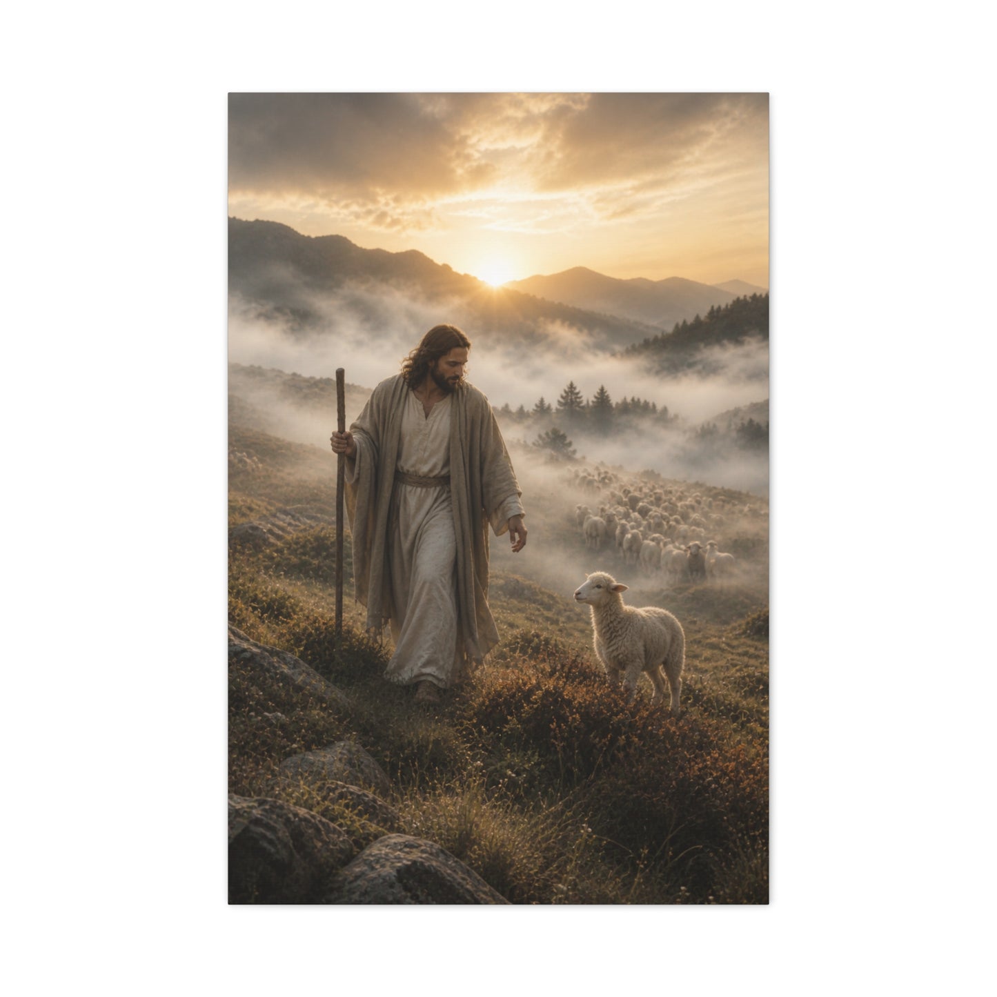 The Good Shepherd with Lamb Wall Art & Canvas Print