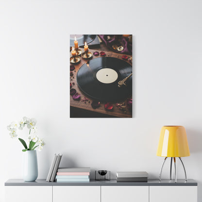 Candlelit Vinyl Love Night Scene Wall Art & Canvas Print