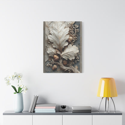Autumn Oak Leaf Bas-Relief Wall Art & Canvas Print