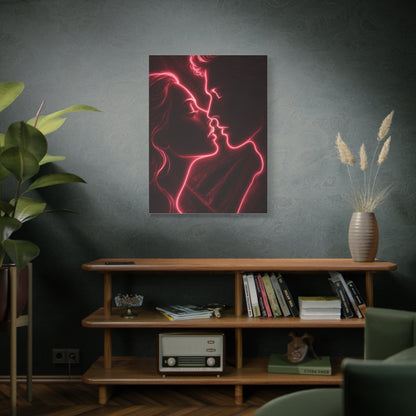 Neon Velvet Kiss Silhouette Wall Art & Canvas Print