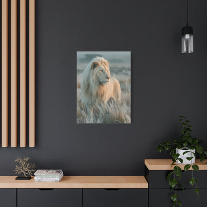 White Lion Frosted Grass Portrait Wall Art & Canvas Print