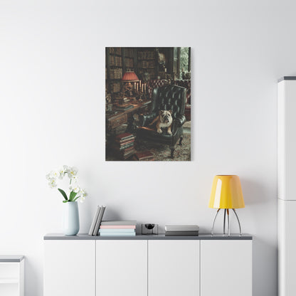 English Bulldog Gentleman’s Library Wall Art & Canvas Print