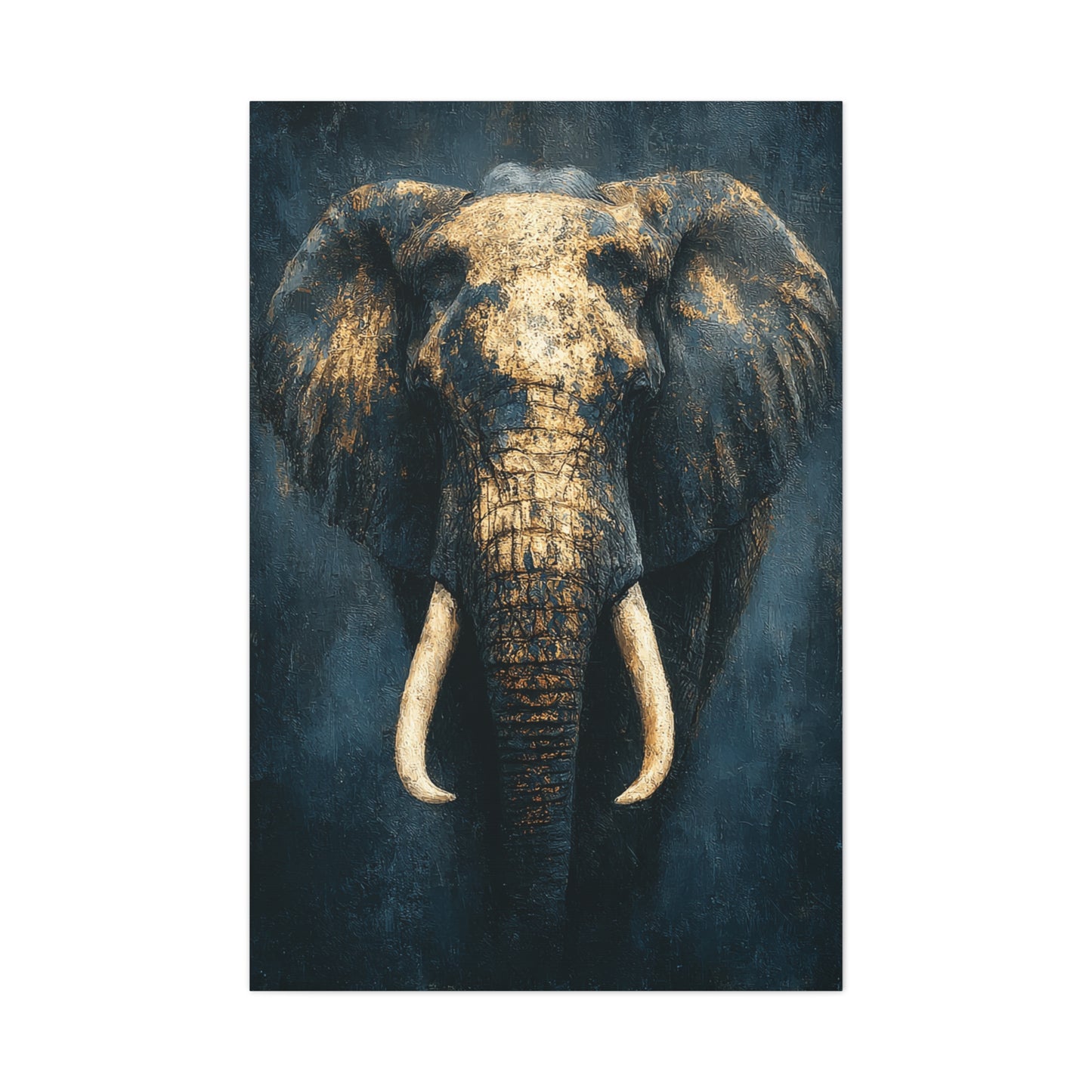 Black and Gold Regal Elephant Portrait Wall Art & Canvas Print