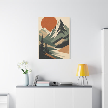 Mid-Century Graphic Sunset Mountain Wall Art & Canvas Print