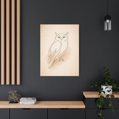 Minimal Line Art Owl Sketch Wall Art & Canvas Print