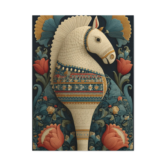 Swedish Dala Horse Folk Floral Wall Art & Canvas Print