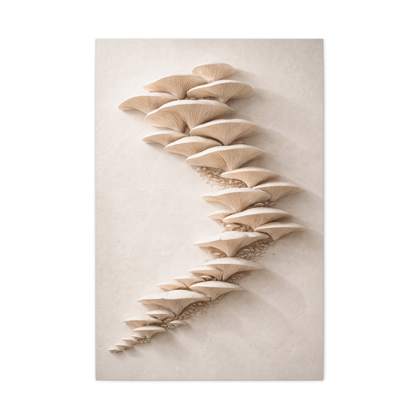 Minimalist Sculptural Oyster Mushroom Cascade Wall Art & Canvas Print