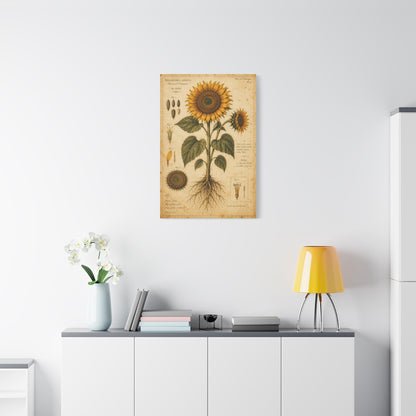 Vintage Botanical Sunflower Study Wall Art & Canvas Print