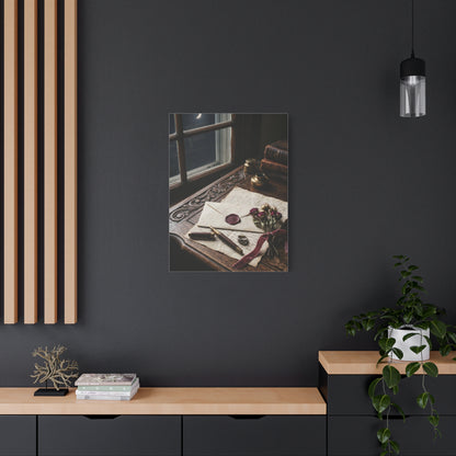 Moonlit Love Letter Writing Scene Wall Art & Canvas Print